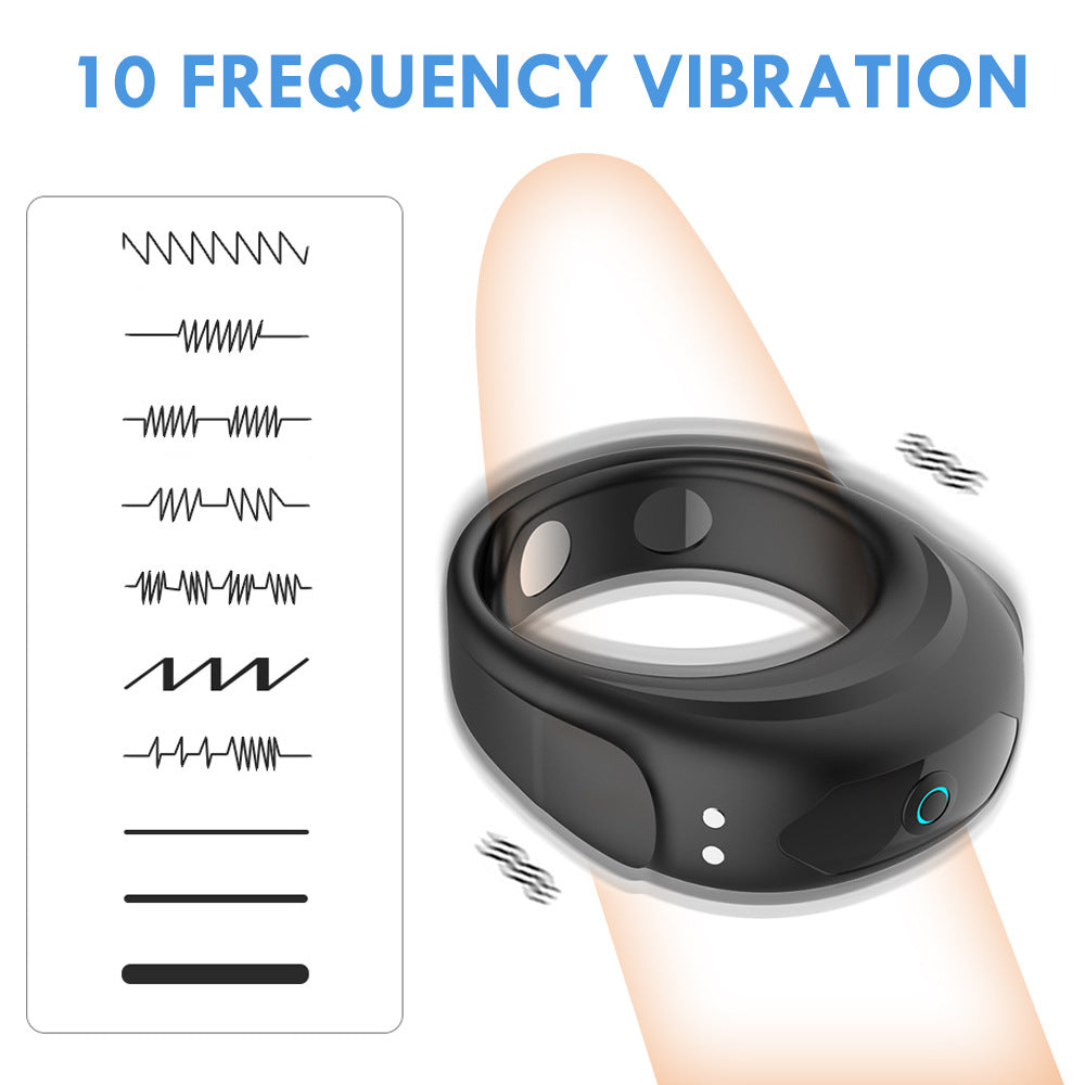 Men's Horseshoe Ring USB Charging Vibration Massager - Black