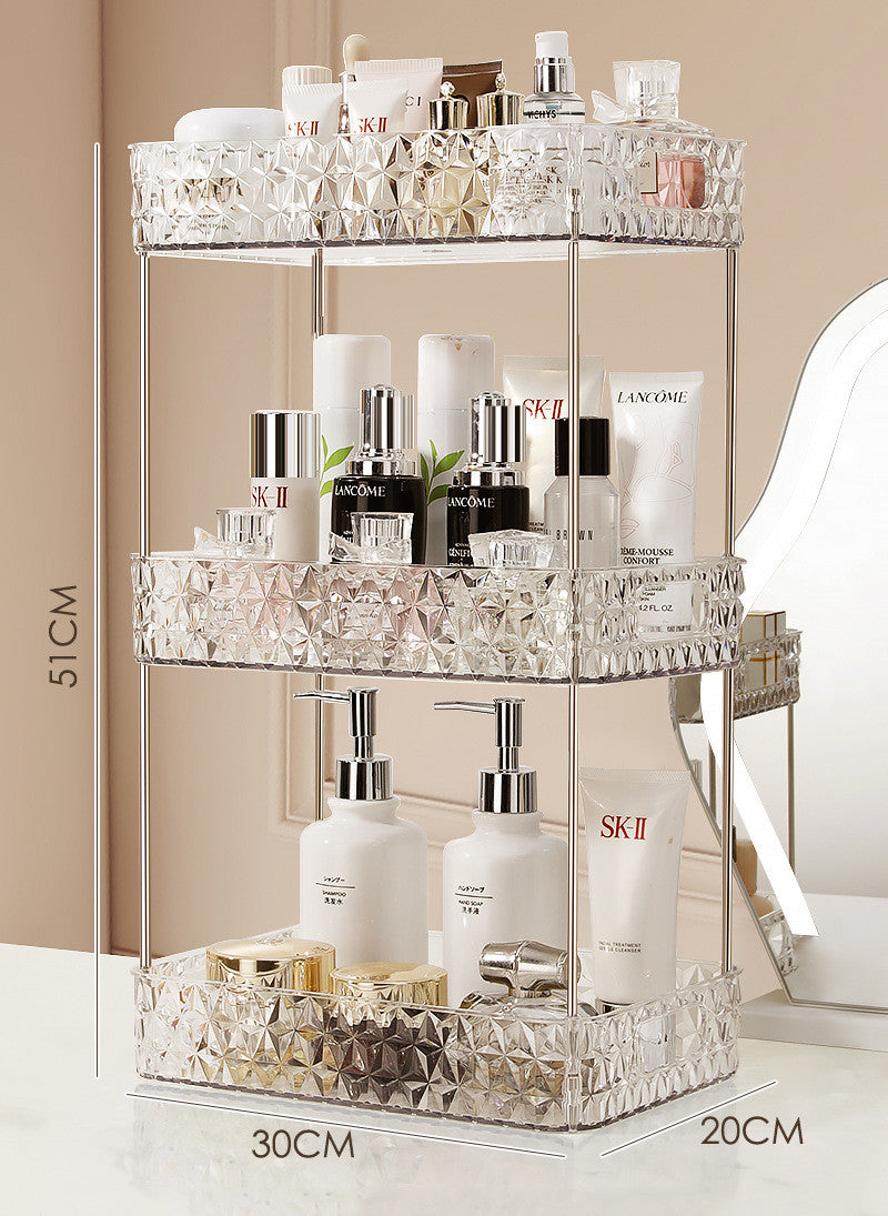 Luxury Bathroom Floor Trolley Storage Rack with Wheels - Multi-Layer Plastic Organizer