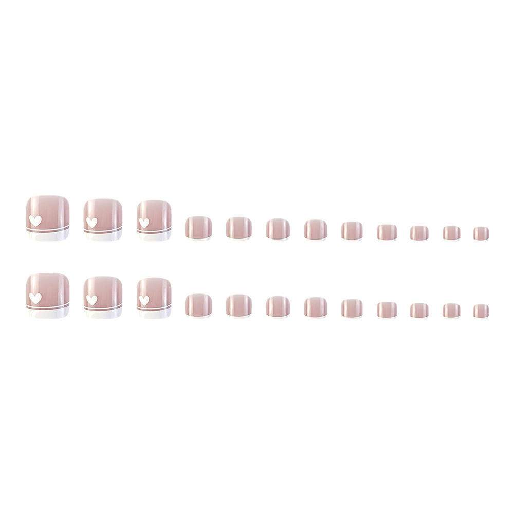 24PCS Fake Nails French Square Nude Natural Nail Art Kit with Glue