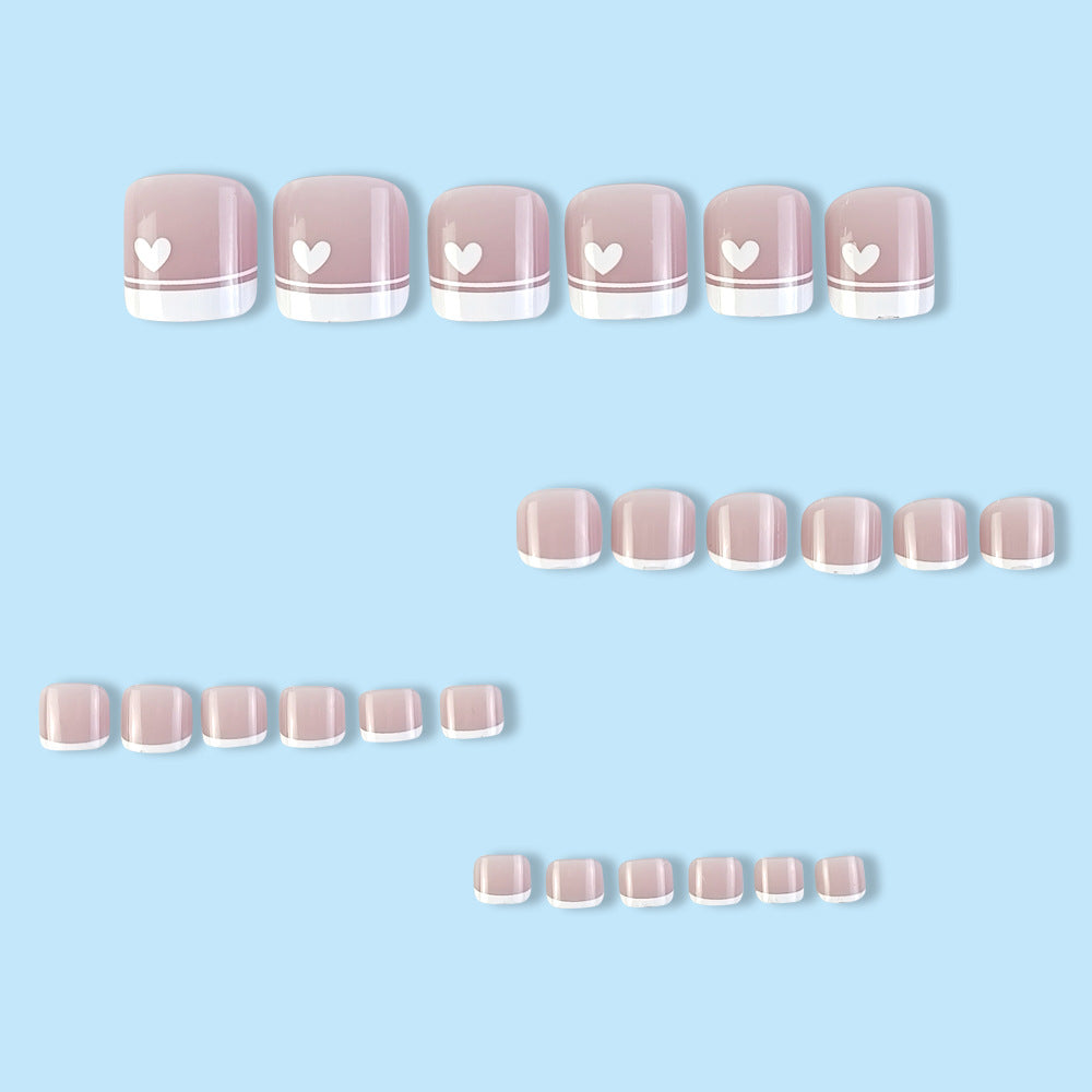 24PCS Fake Nails French Square Nude Natural Nail Art Kit with Glue
