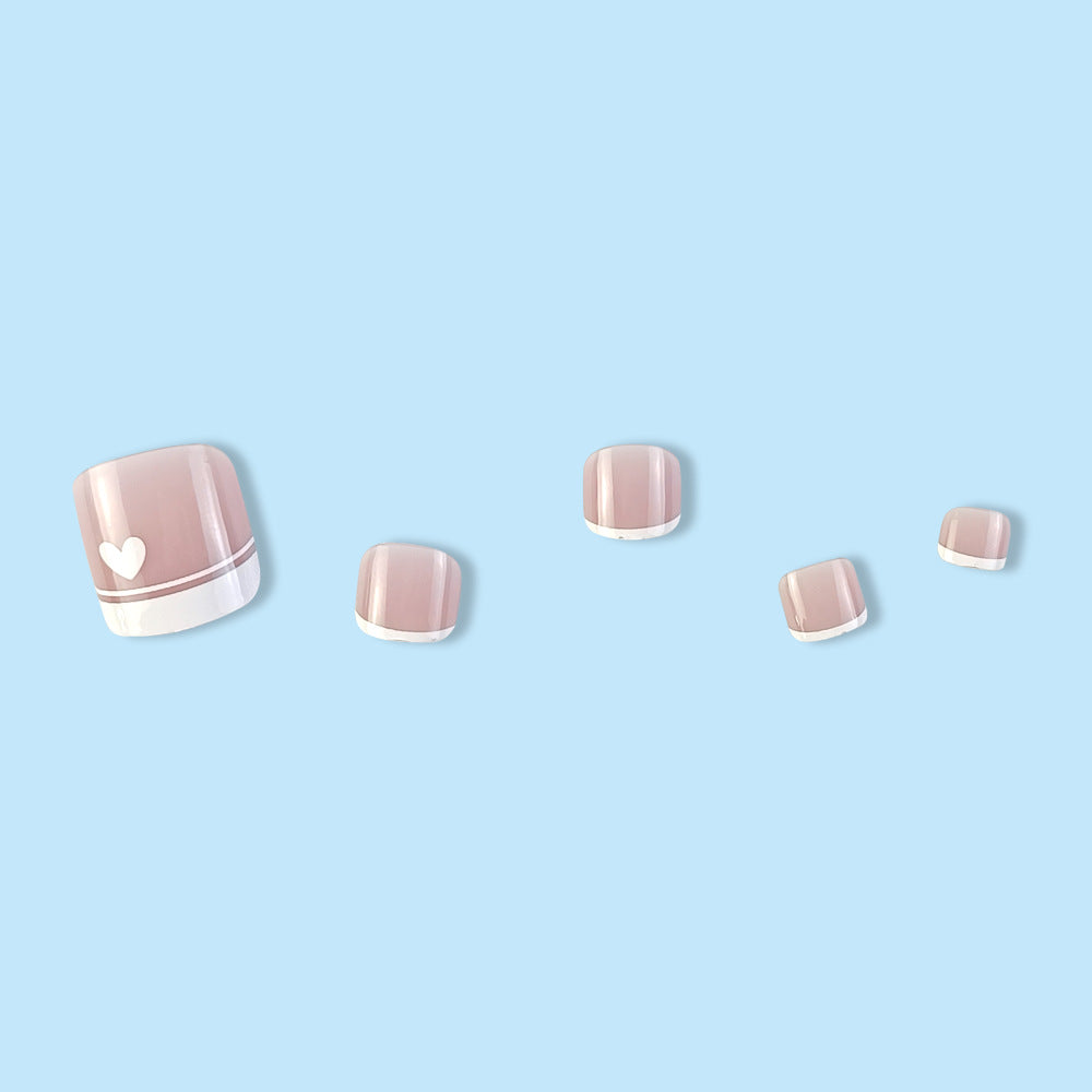 24PCS Fake Nails French Square Nude Natural Nail Art Kit with Glue