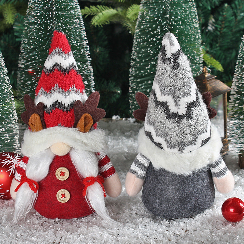 Christmas Deer Horn Doll with Red or Gray Pointed Hat Antlers Holiday Decor