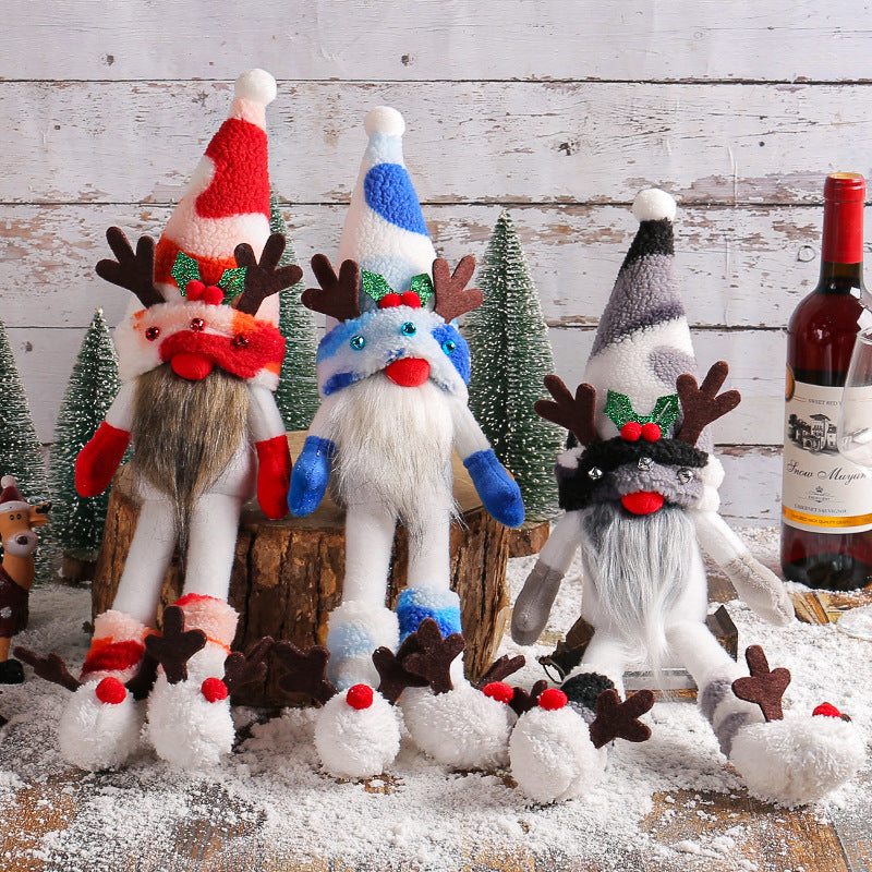 Christmas Antlers Long Leg Doll Decoration Desktop Ornament - Holiday Decor