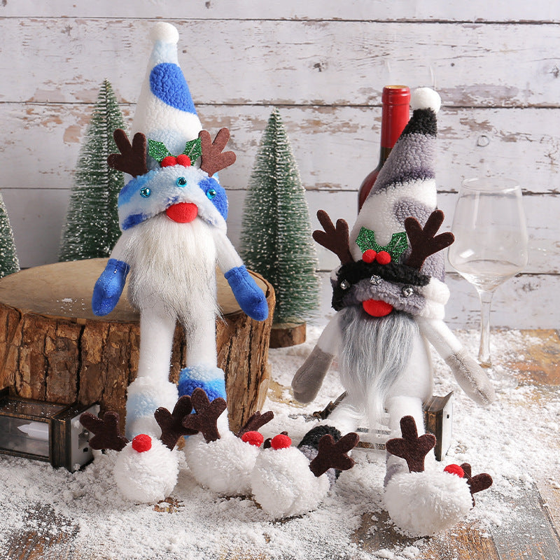 Christmas Antlers Long Leg Doll Decoration Desktop Ornament - Holiday Decor