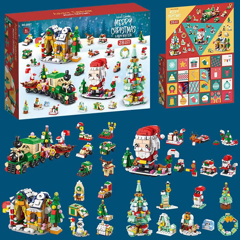 Christmas Building Block Set with Nutcracker Sled & Tree Decorations