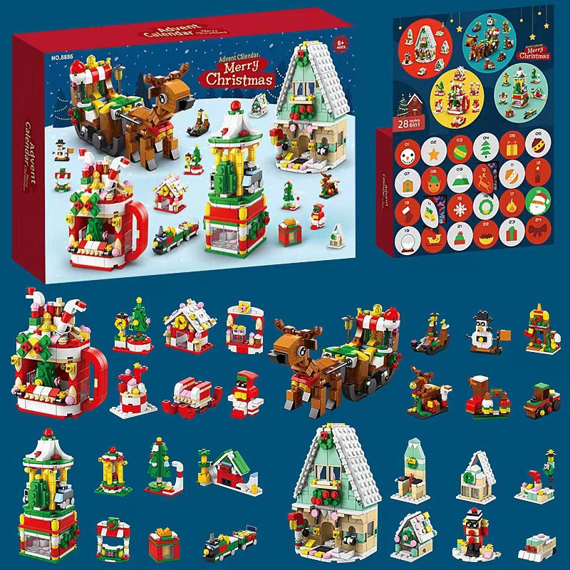 Christmas Building Block Set with Nutcracker Sled & Tree Decorations
