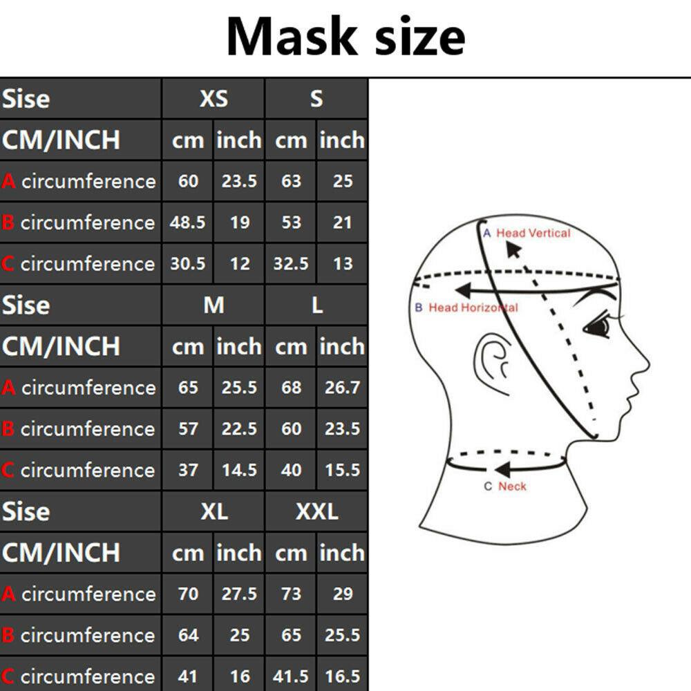 Halloween Latex Mask Rubber Unisex Costume Mask Black S-XL