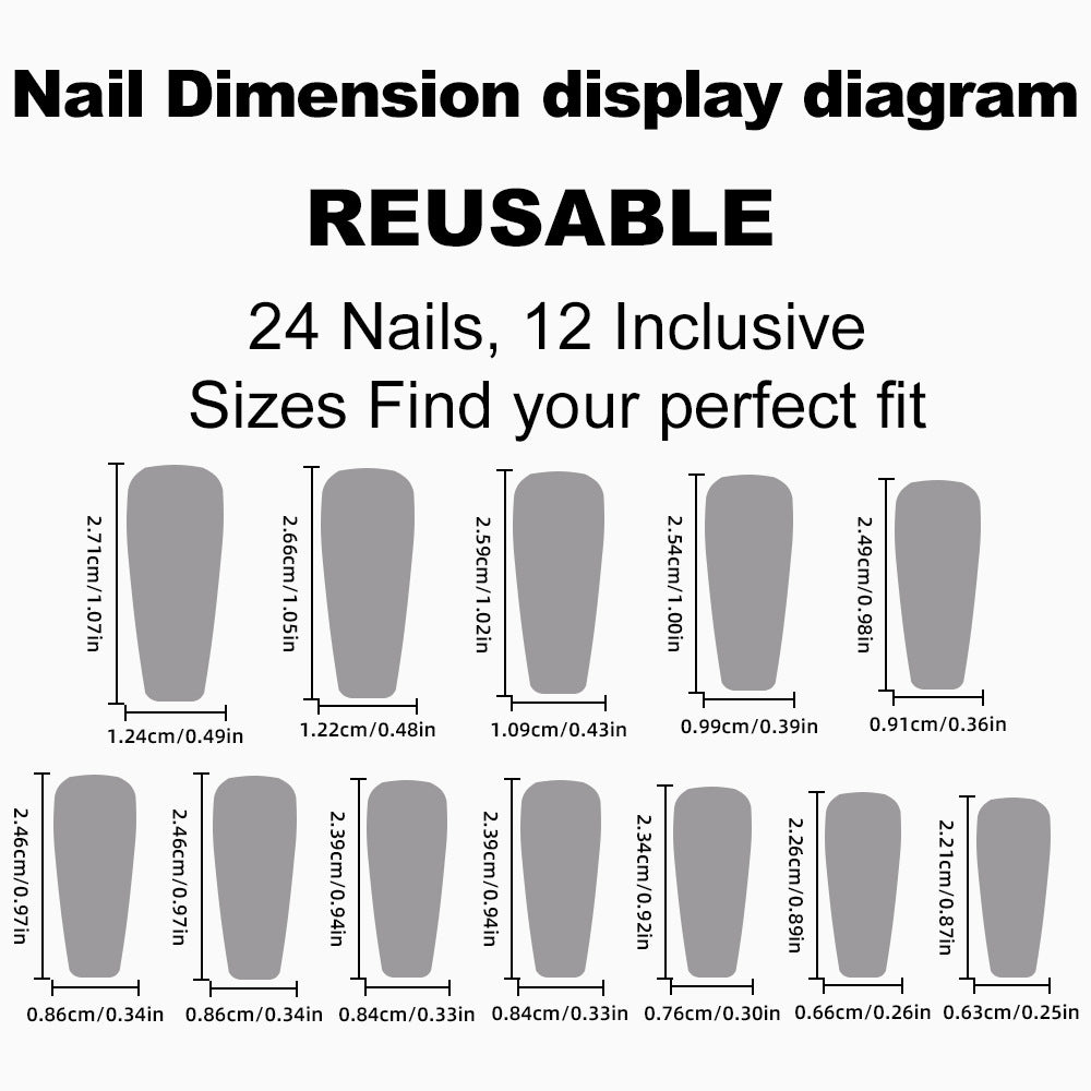 European Style Silver Snake Rhinestone False Nails Set - French Fragment Design