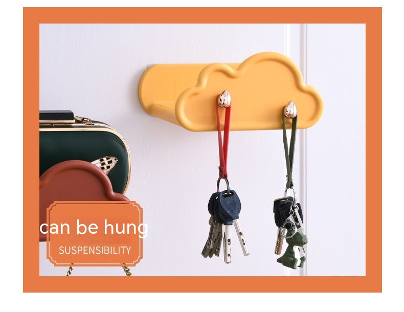 Plastic Wall Mount Key Hook Rack - Multi-Color Household Storage Organizer