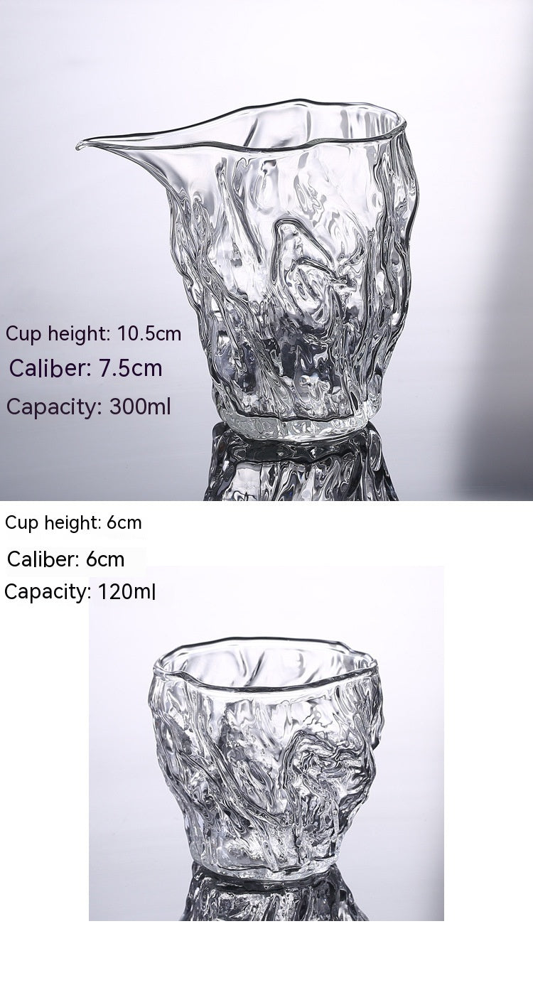 Heat-Resistant Glass Fair Cup with Hammered Grain Finish - Home & Kitchen Drinkware