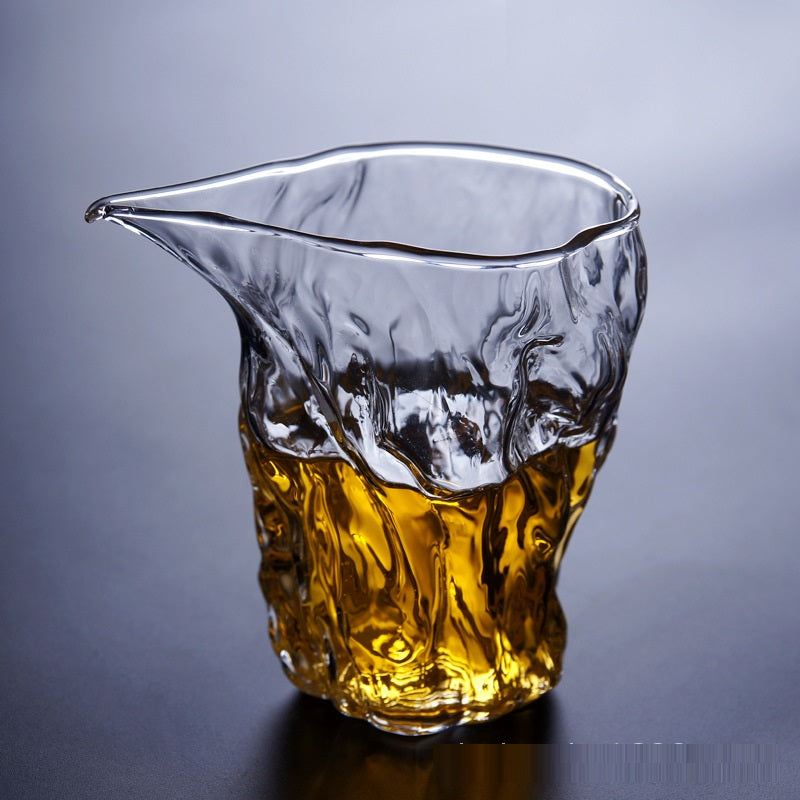 Heat-Resistant Glass Fair Cup with Hammered Grain Finish - Home & Kitchen Drinkware