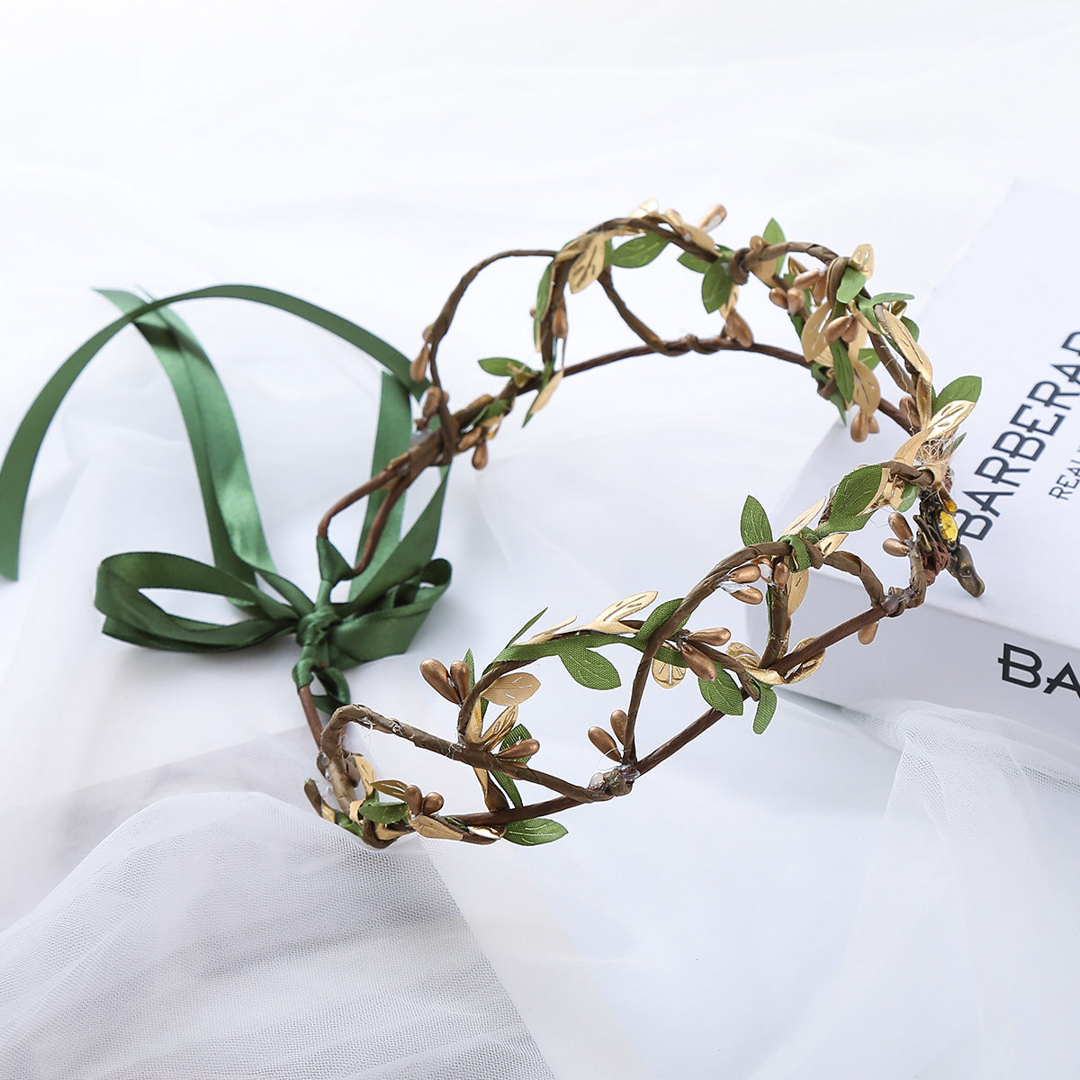 Rattan Leaves Hair Crown - Green