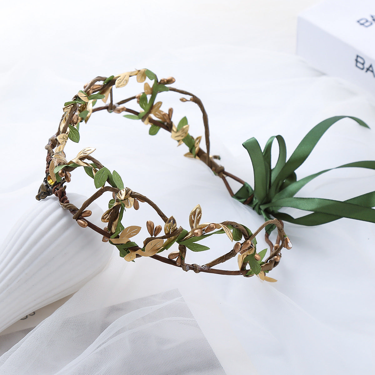 Rattan Leaves Hair Crown - Green