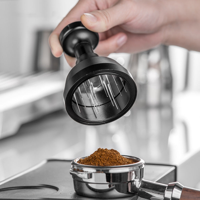 Coffee Cloth Rotating Pin Distributor - Adjustable Aluminum & Steel Bar Tool