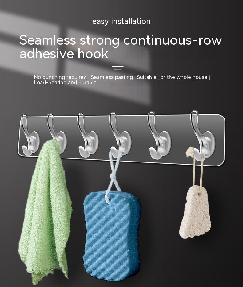 Wall-Mounted Load-Bearing Hook Rack with Multiple Rows - Modern Home Storage