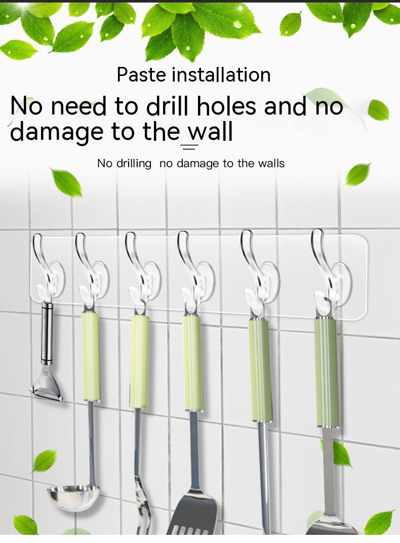 Wall-Mounted Load-Bearing Hook Rack with Multiple Rows - Modern Home Storage
