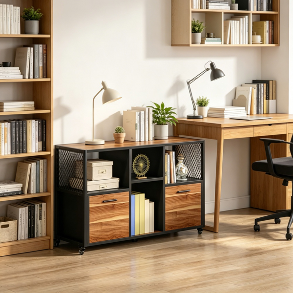 Versatile File Cabinet with 4 Shelves and 2 Drawers