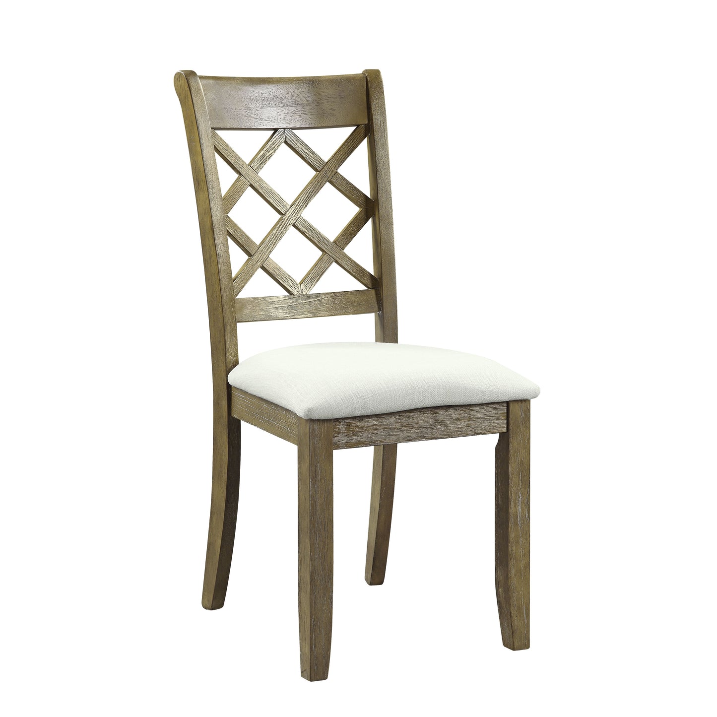Karsen Beige Linen & Rustic Oak Finish Side Chairs - Set of 2