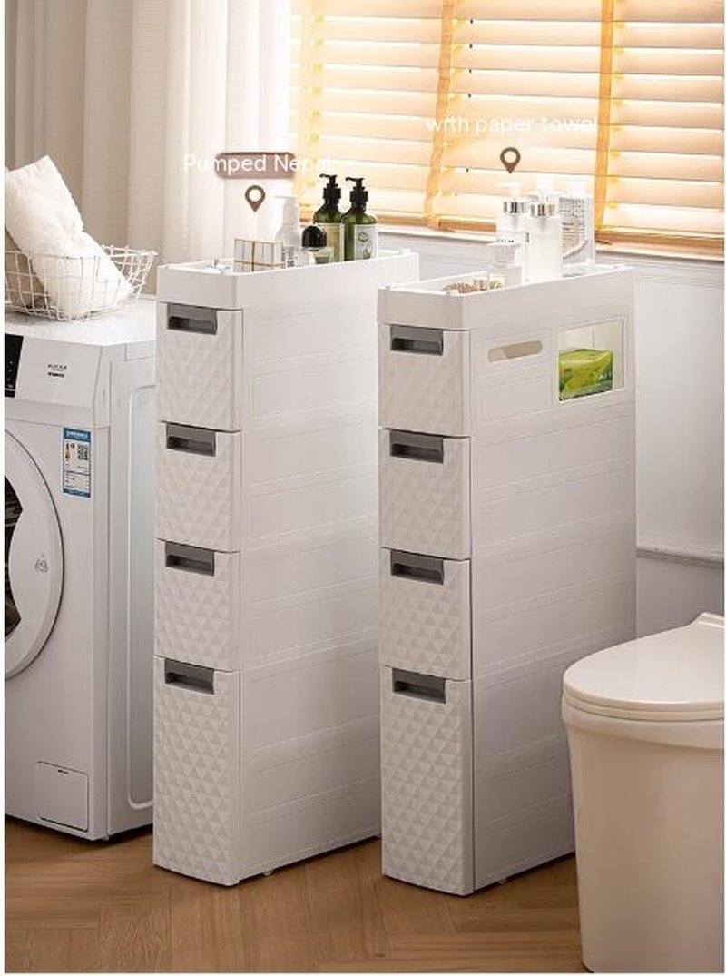 Plastic Multi-Layer Corner Toilet Storage Shelf Bathroom Organizer with Wheels