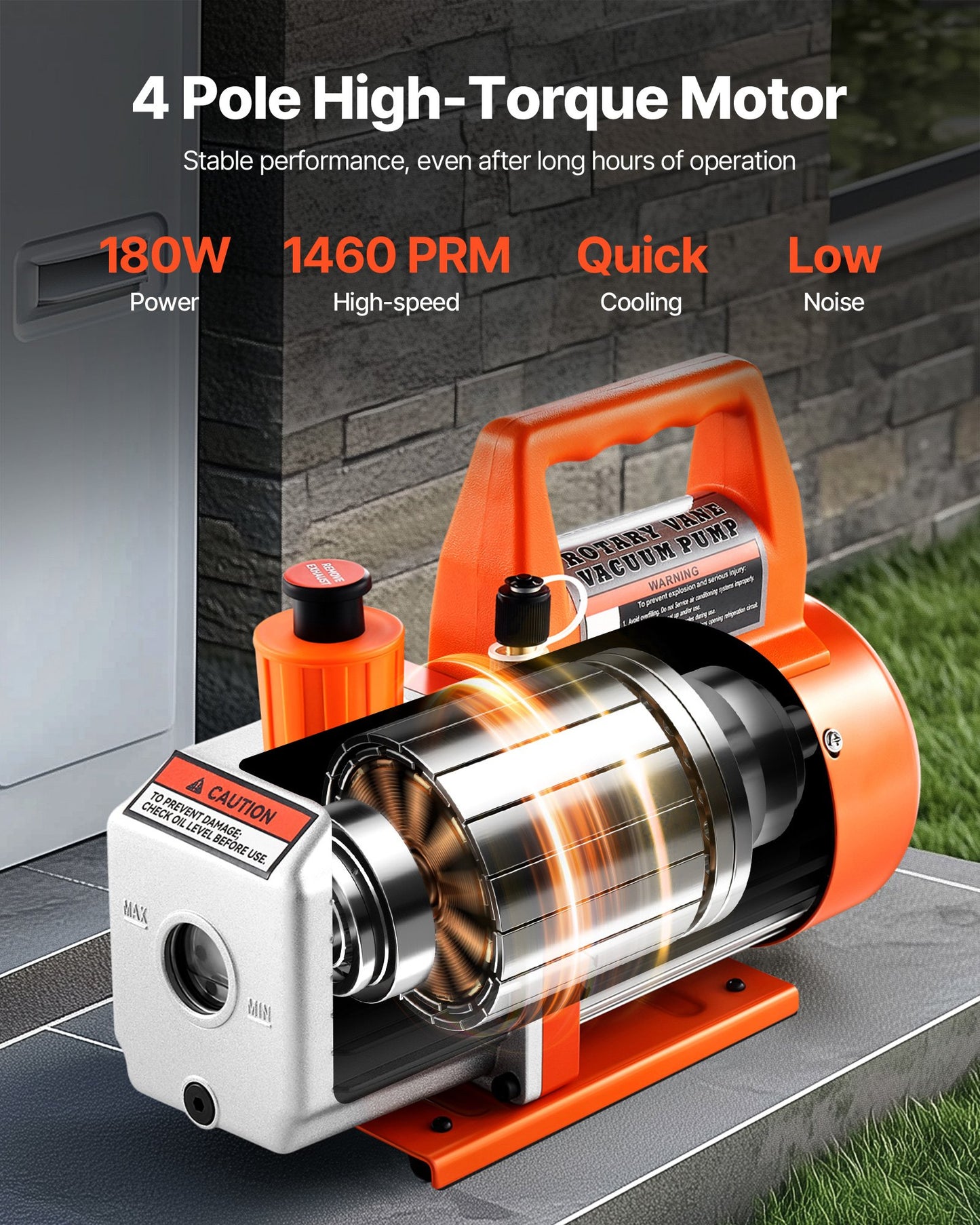 HVAC Vacuum Pump 3.5 CFM Rotary Vane Oil Included - Single Stage Air Conditioner Pump