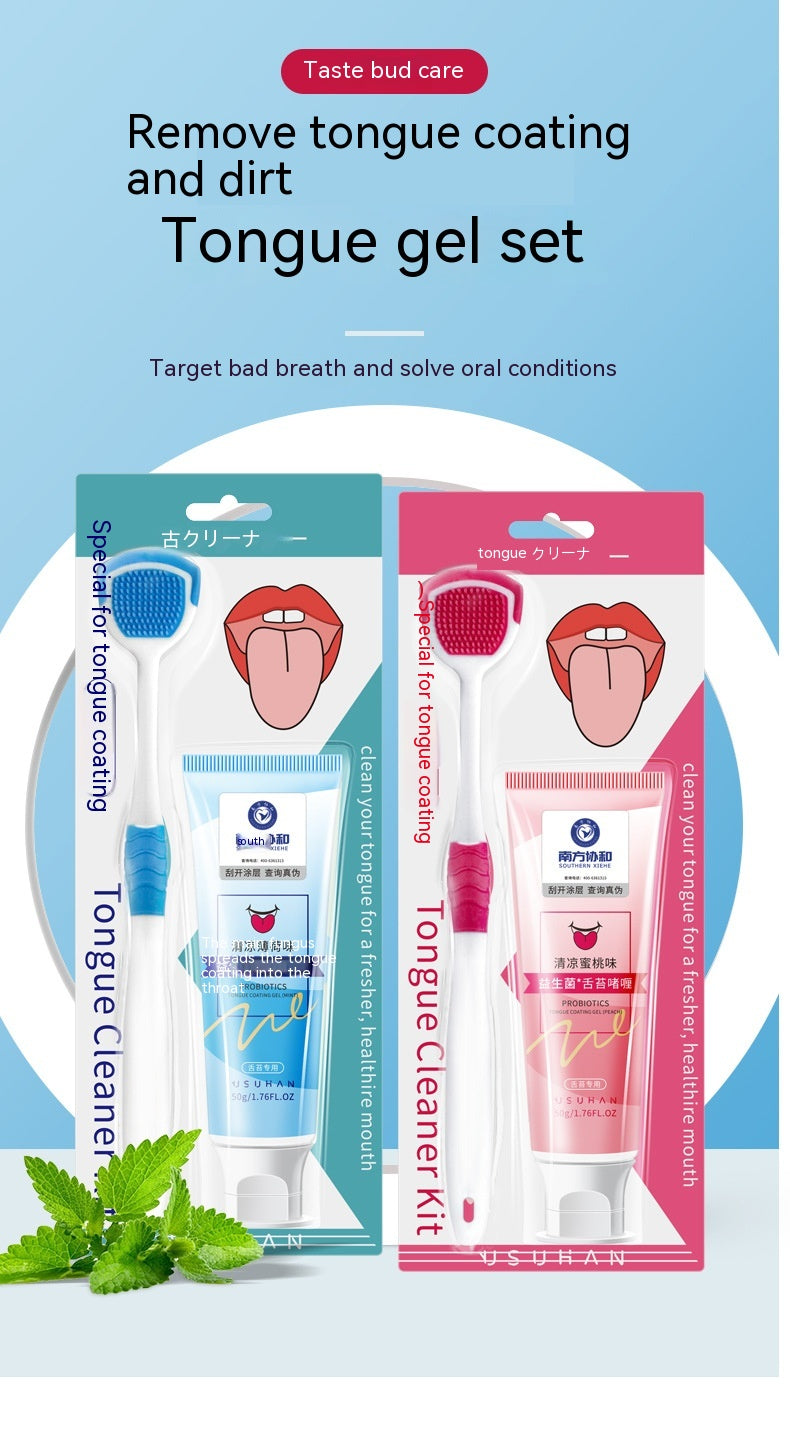 Tongue Cleaning Gel - Mint & Peach Flavors, 50g Oral Care Gel for Tongue Coating Removal