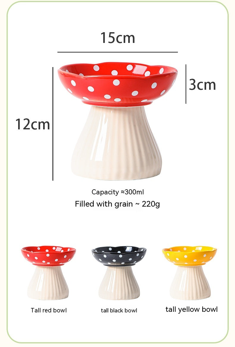 High Foot Ceramic Cat Food Bowls - Anti Roll Pet Tableware for Cats