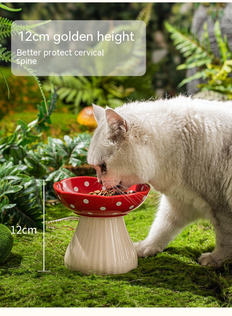 High Foot Ceramic Cat Food Bowls - Anti Roll Pet Tableware for Cats