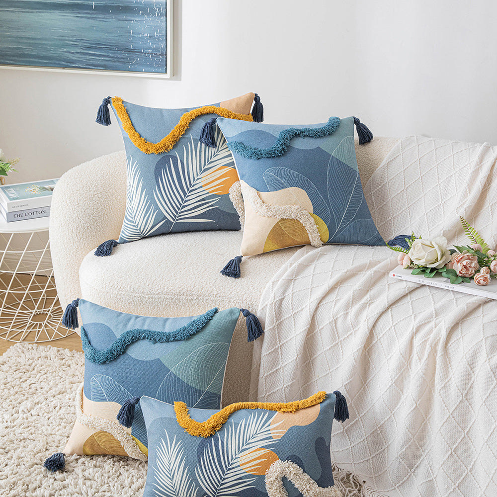 Morandi Color Tufted Pillow Cover - Waist Cushion Cover with Embroidery