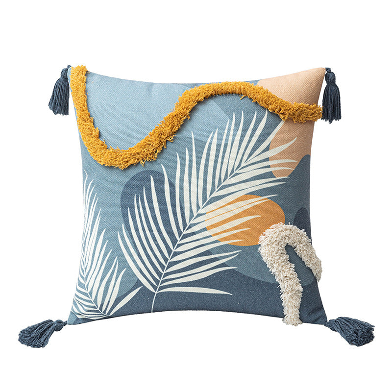 Morandi Color Tufted Pillow Cover - Waist Cushion Cover with Embroidery