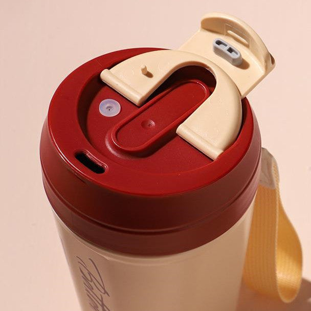 Stainless Steel Travel Mug with Straw Handle - Portable Coffee Cup 520ml-620ml