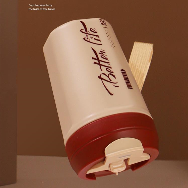 Stainless Steel Travel Mug with Straw Handle - Portable Coffee Cup 520ml-620ml