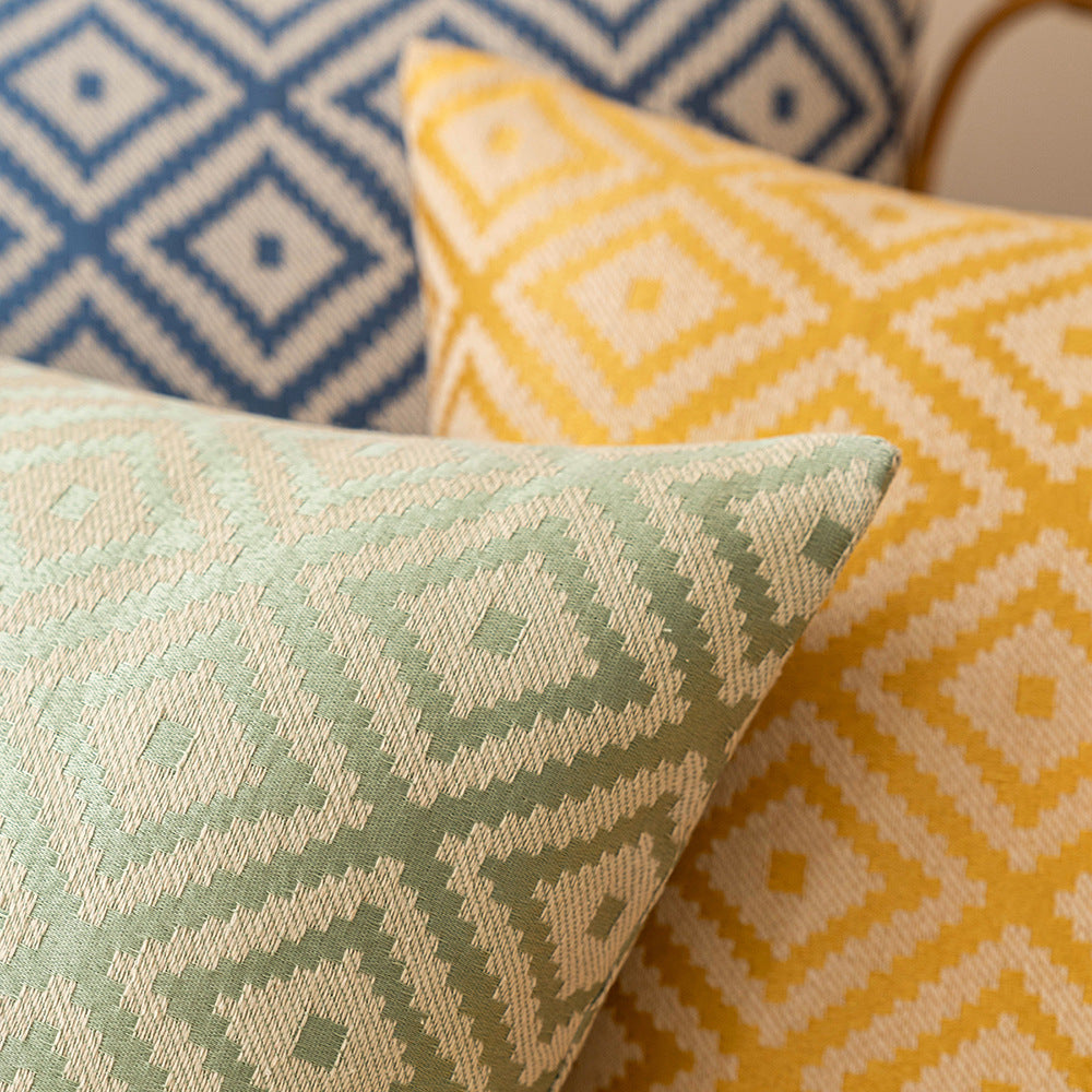 Nordic Rhombus Jacquard Pillow Cover Set Double-Sided Woven Cushion Cases
