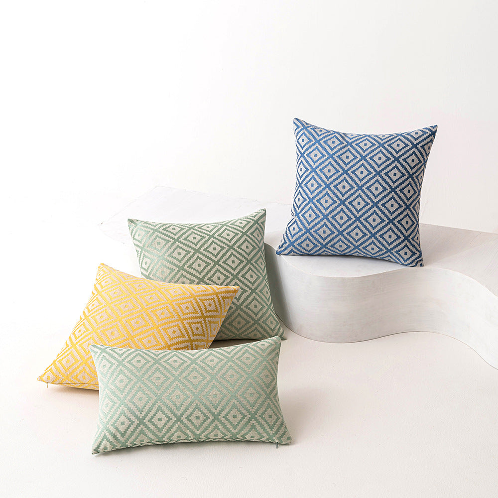 Nordic Rhombus Jacquard Pillow Cover Set Double-Sided Woven Cushion Cases