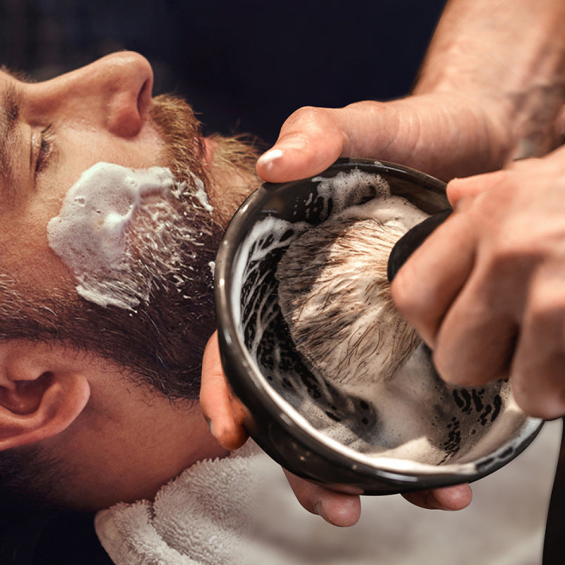 Men's Beard Cleaning Brush and Bowl Set - Nylon Hair Beard Grooming Kit