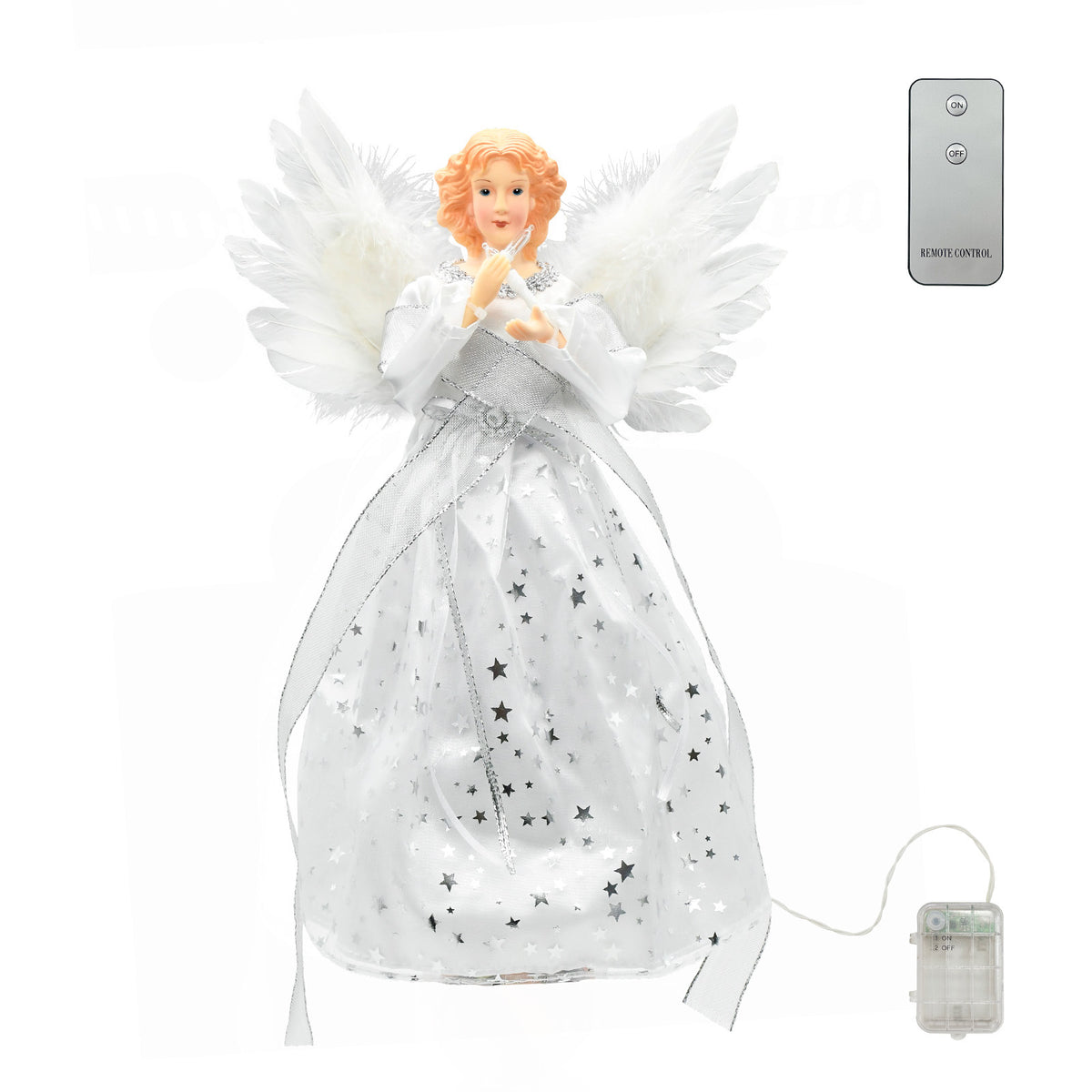 Christmas Tree Topper Angel Light Decoration - Silver & Gold Variants