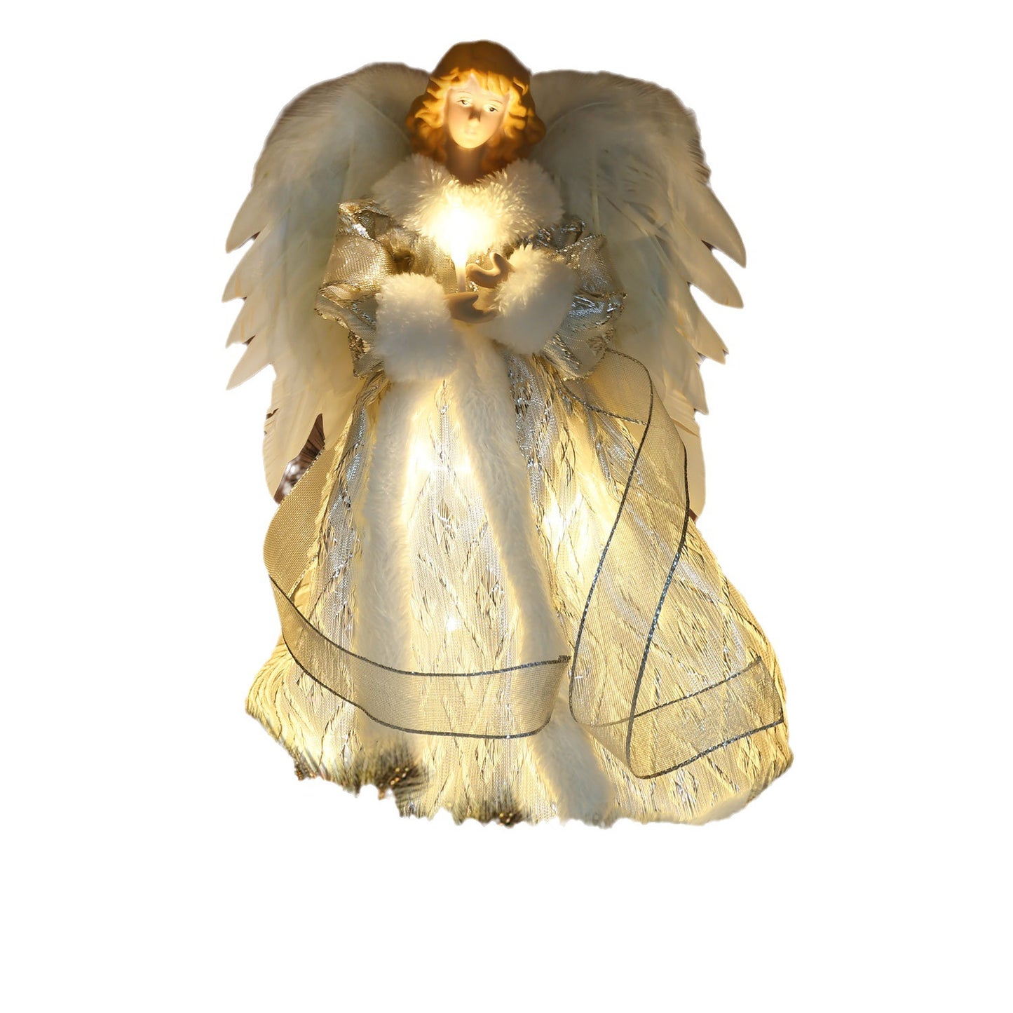 Christmas Tree Topper Angel Light Decoration - Silver & Gold Variants