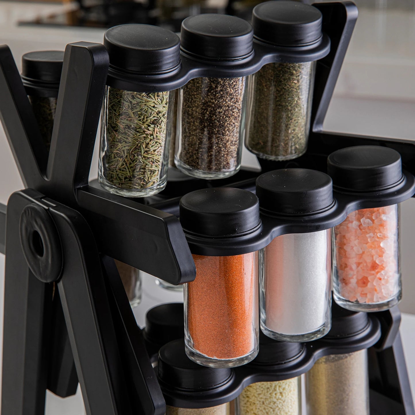 Rotating Kitchen Storage Rack Ferris Wheel Seasoning Organizer No Punching