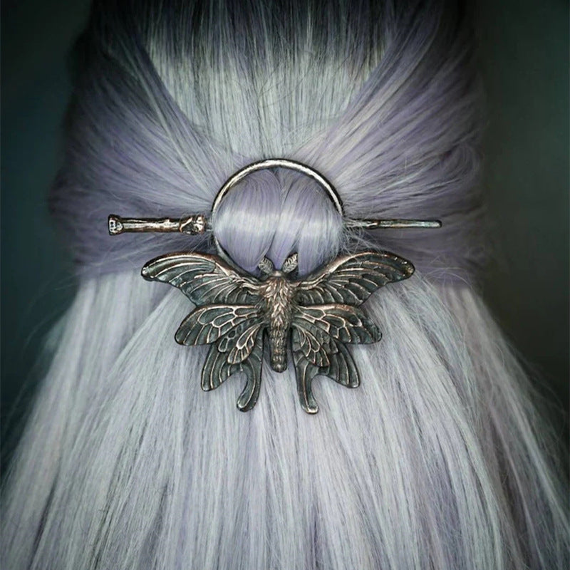 Gothic Moth Hairpin Retro Fashion Headdress - Bronze