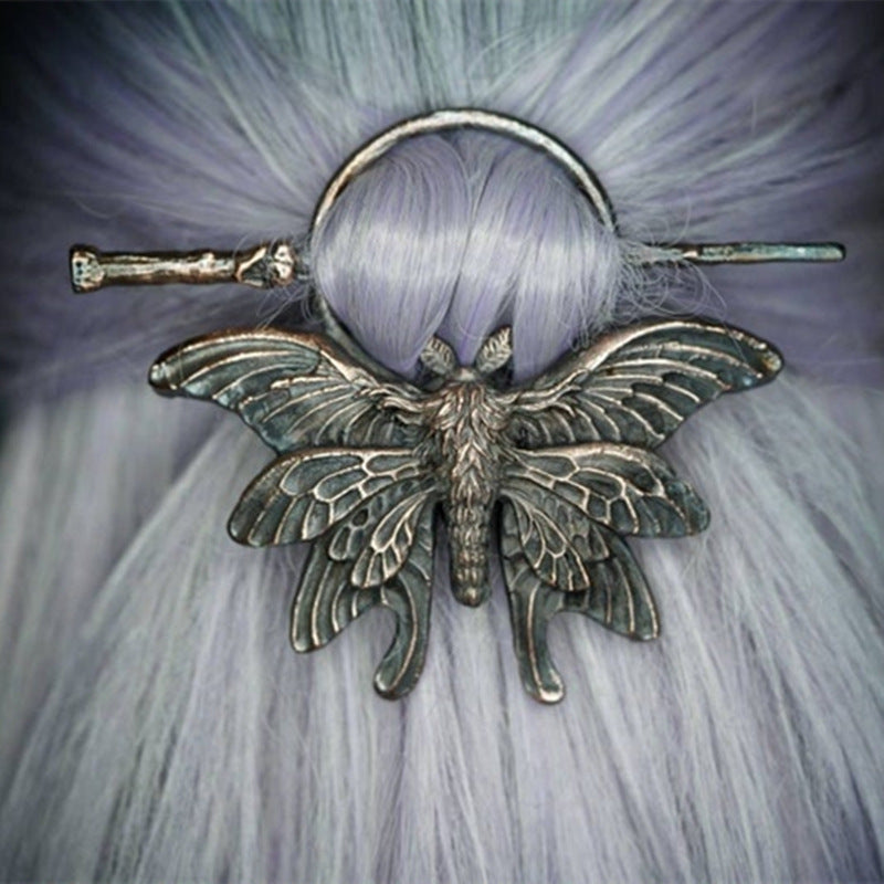 Gothic Moth Hairpin Retro Fashion Headdress - Bronze