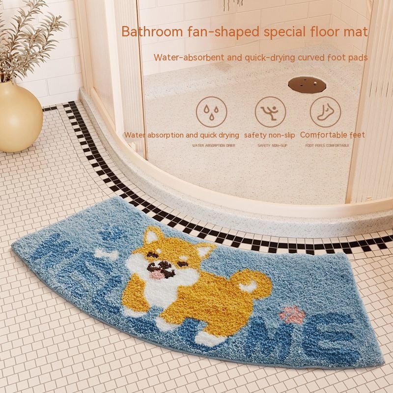 Non-slip Floor Mat Fan-Shaped Bathroom Door Mat Home Decor