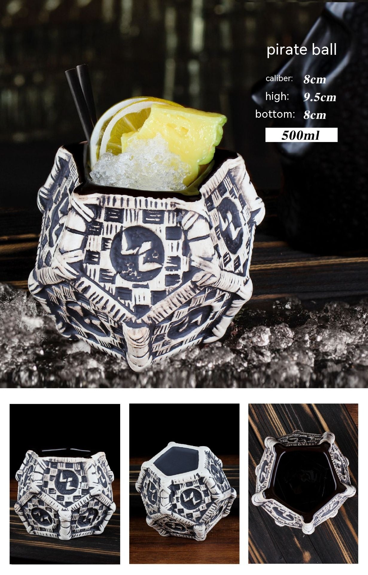 Creative Ceramic Cocktail Glass - Retro Style Multi-Design Drinkware