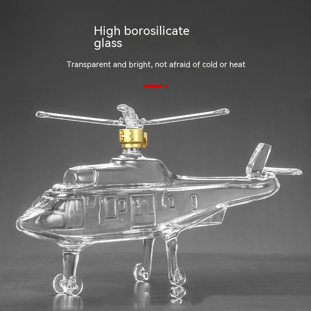 Glass Helicopter Wine Decanter Set - Aircraft, Motorcycle, Tank Styles, 500ml