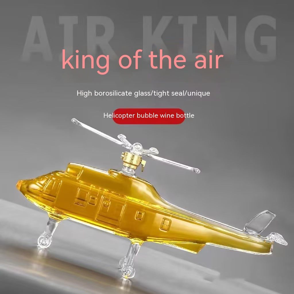 Glass Helicopter Wine Decanter Set - Aircraft, Motorcycle, Tank Styles, 500ml