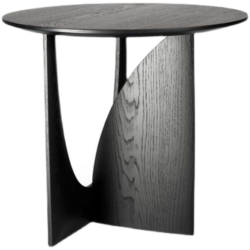 Solid Wood Side Table with Geometric Design - Black Bedside Nightstand