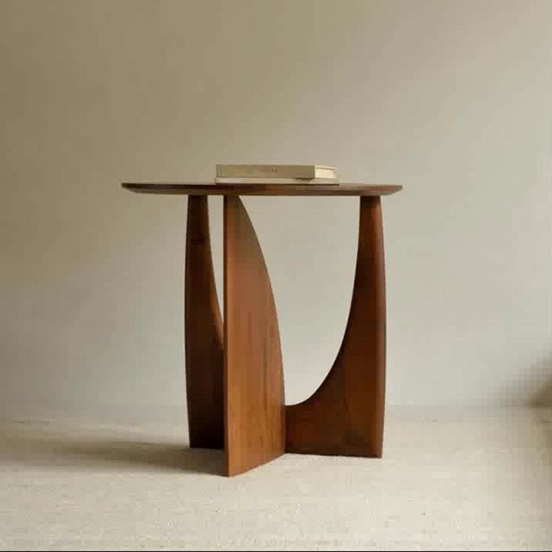 Solid Wood Side Table with Geometric Design - Black Bedside Nightstand