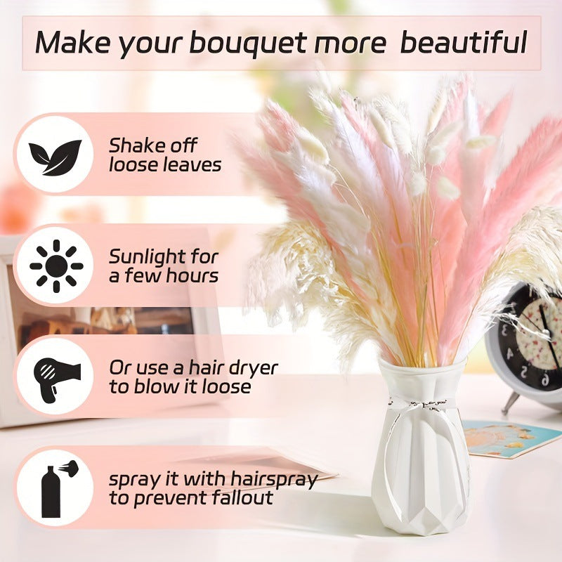 Dried Flower Bouquet - Preserved Grass Flower Arrangement for Home Decor