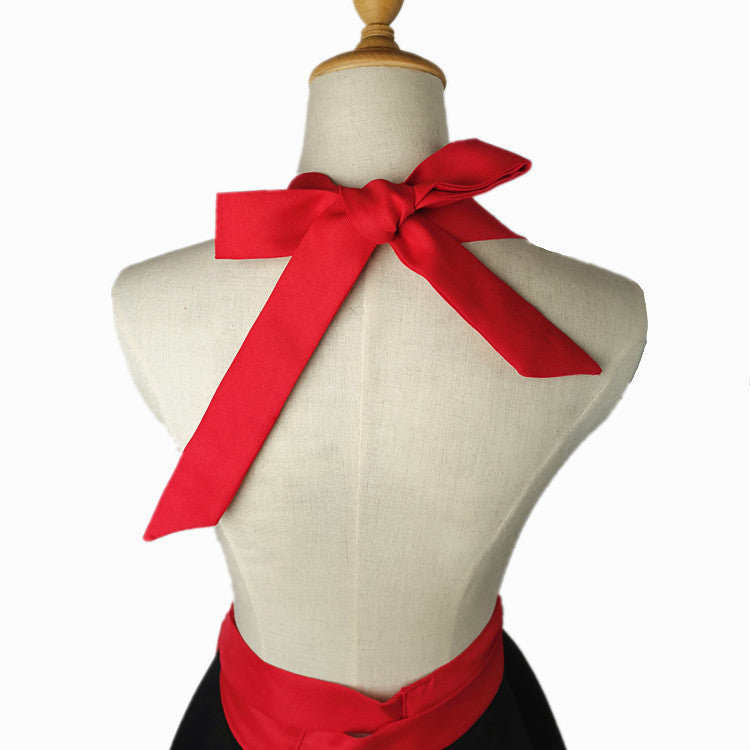 Plaid Colorblock Large Kitchen Apron with Black Belt - Modern Home Cooking Gear