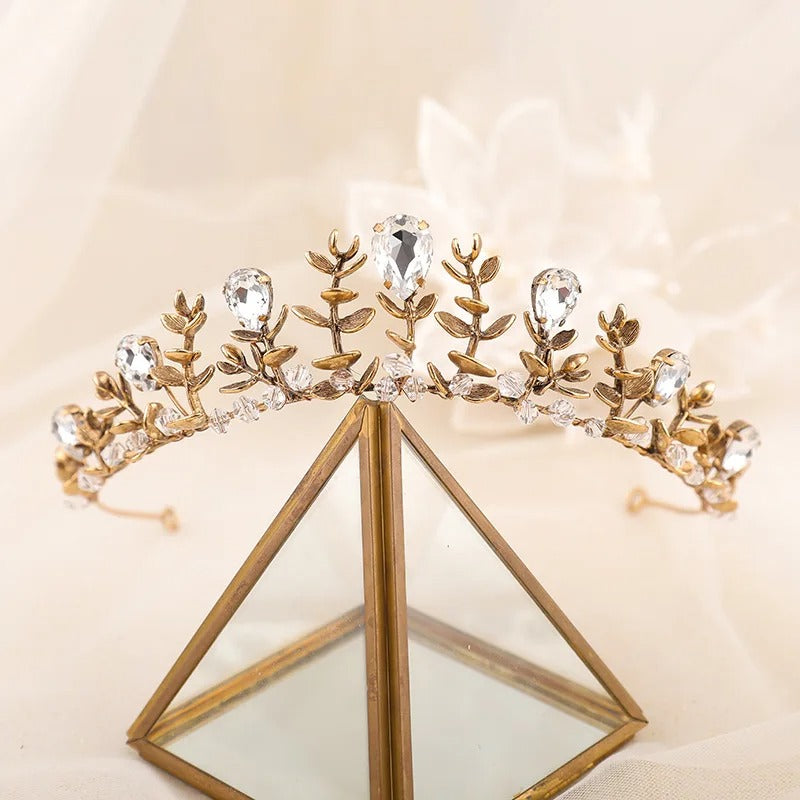 Vintage Alloy Rhinestone Bridal Headdress Crown for Weddings and Special Occasions