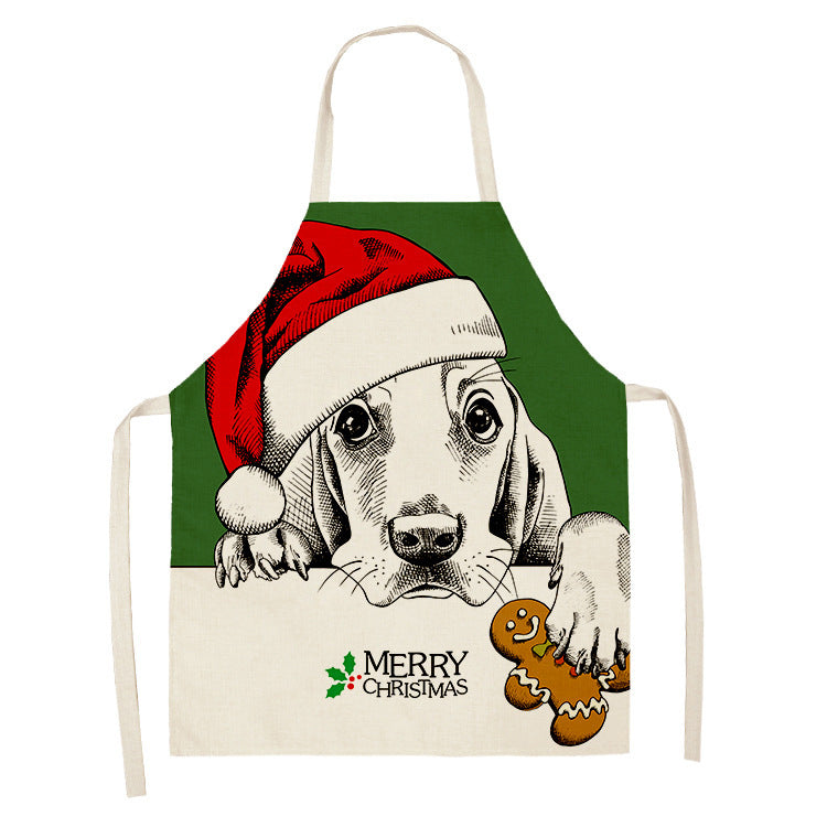 Christmas Dog Linen Apron for Kitchen Household Storage - Multiple Sizes & Styles