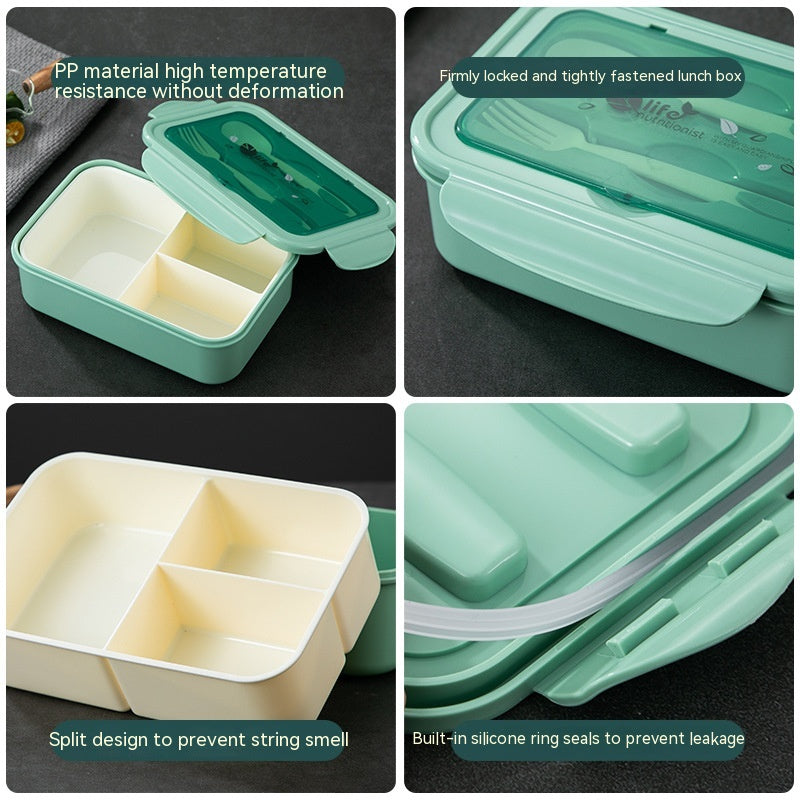 Microwave Lunch Box with Fruit Container, Food Grade PP, Multiple Colors